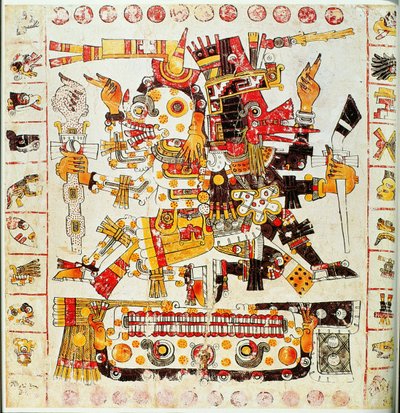 Facsimile Copy of a Page of the Borgia Codex Depicting Death and Life Gods Placed Side by Side by Mixtec